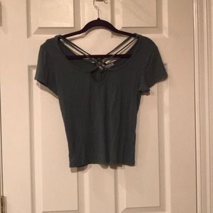 Green short sleeve crop top